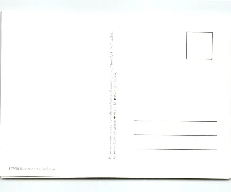 Garfield Christmas Postcard Giant Gift Box Jim Davis Comic Orange Tabby Cat 1978