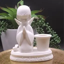 Vintage Holt Howard Kneeling Angel Candleholder Gold on Gold Label 1960s Bisque