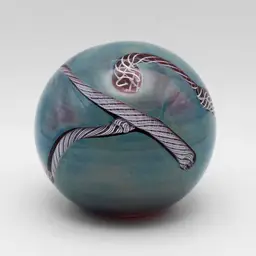 Limited Edition 6/10 Robert Eickholt Signed Art Glass Paperweight, Ribbon Series