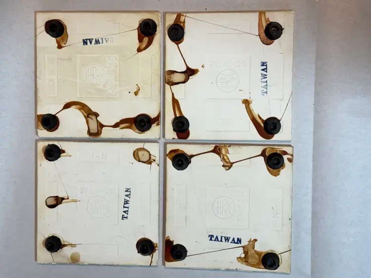 Vintage Art Ceramic Tile Trivet Coaster Set 4 Country Farm Animal Kitchen Taiwan