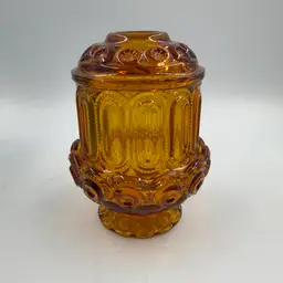Vintage Amber Glass LE Smith Moon and Stars Fairy Light Has Many Rough Areas