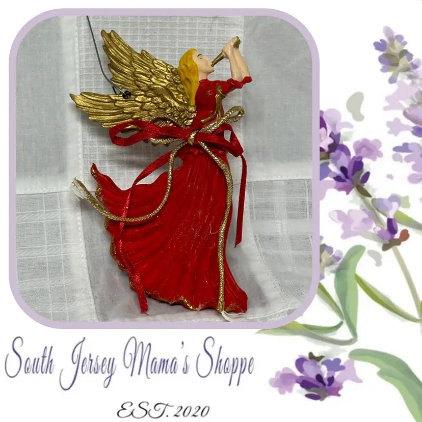 Vintage Red And Gold Angel Ornament