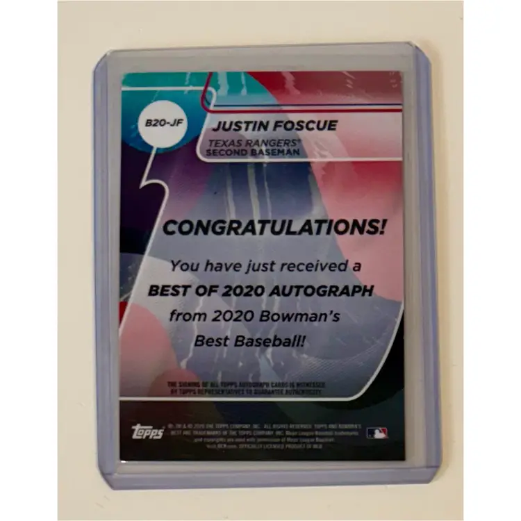 Justin Foscue Bowman’s Best Auto Texas Rangers