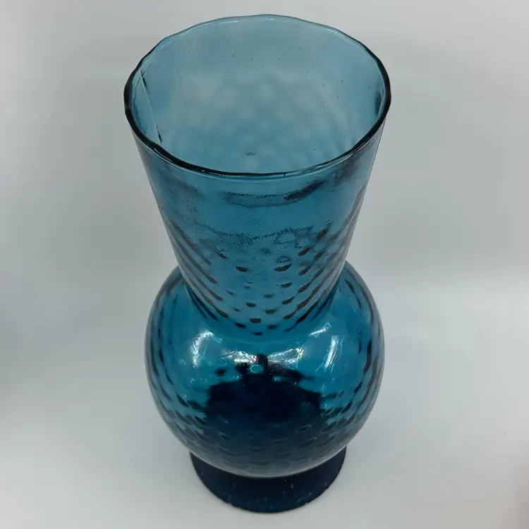Vintage Empoli Blue Diamond Optic Vase 10"