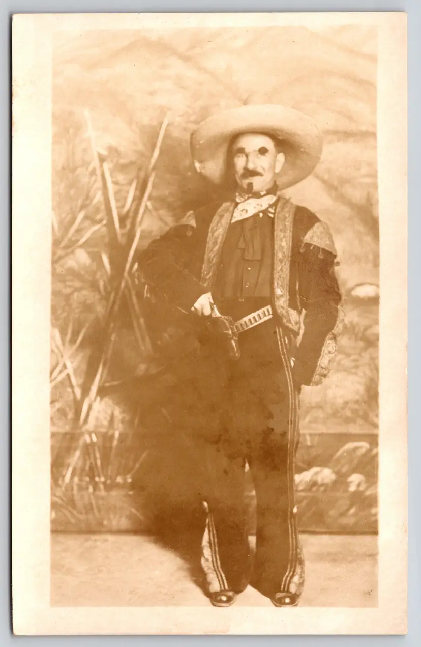 Postcard RPPC Fake Mexican Costume Real Photo Sombrero  - 9034