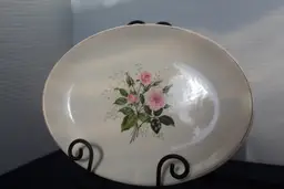 Embassy China USA EMB68 Pink Roses Coupe Vitrified 15 5/8" Oval Serving Platter