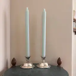 Vintage WM A Rogers Oneida Silver Plated Round Candlesticks