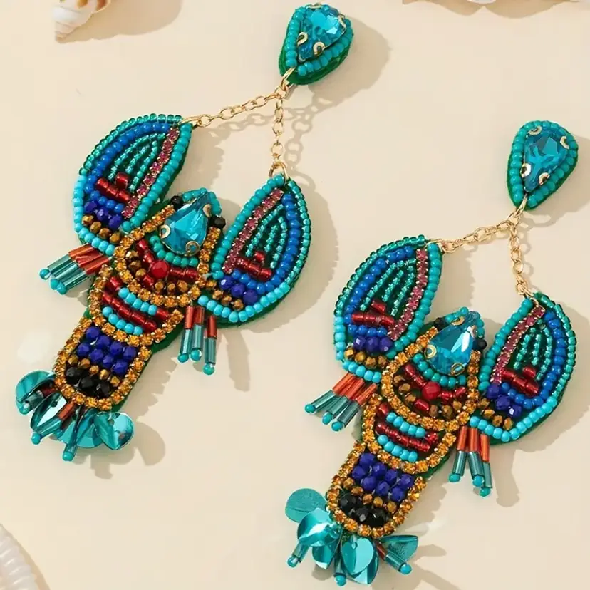 BLUE LOBSTER EARRINGS NIP