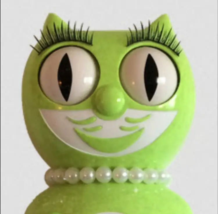 Fun Chartreuse Lady Kit-Cat Clock