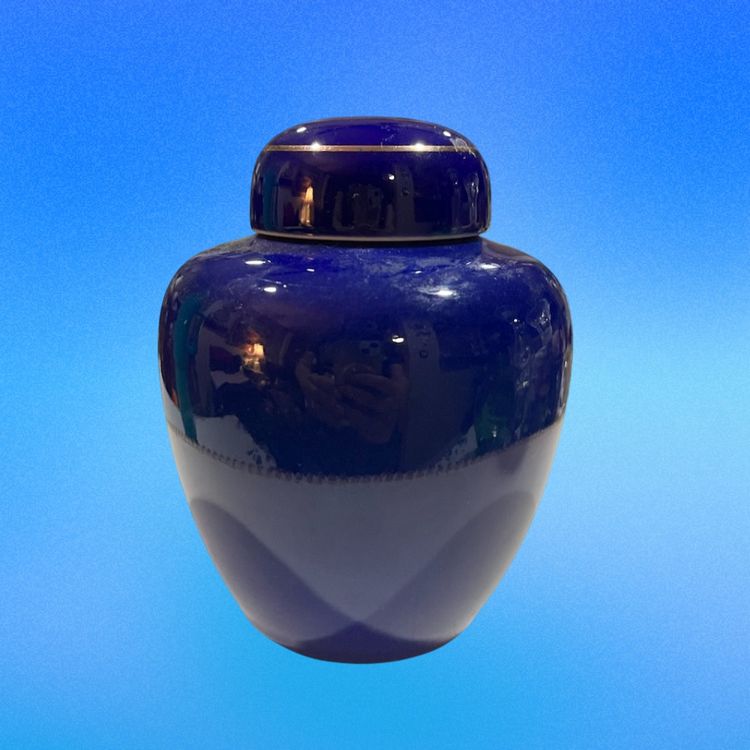 14. Japanese Kutani Ware Cobalt Ginger Jar 5”