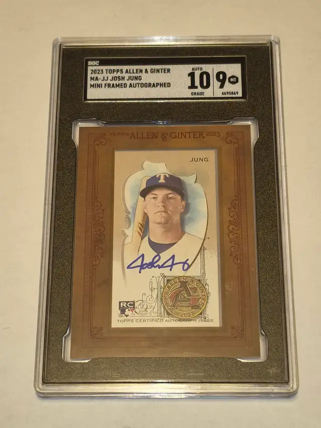 Josh Jung (RC) 2023 Topps Allen & Ginter Mini Framed Autograph #MA-JJ SGC 9 w/ Auto Grade 10 Rangers