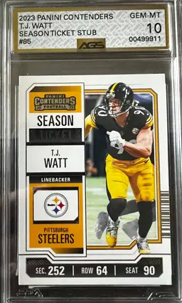 T.J. Watt 2023 Panini Contenders Season Ticket Stub AGS 10