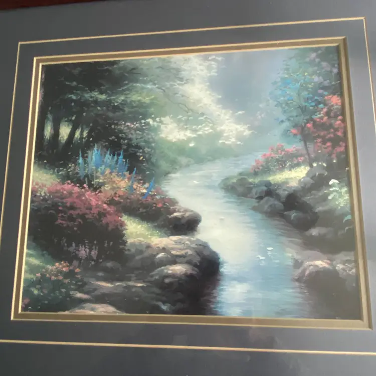 Thomas Kinkade PETALS OF HOPE The Garden Of Promise Framed Matted Print Frame 19"x 21"