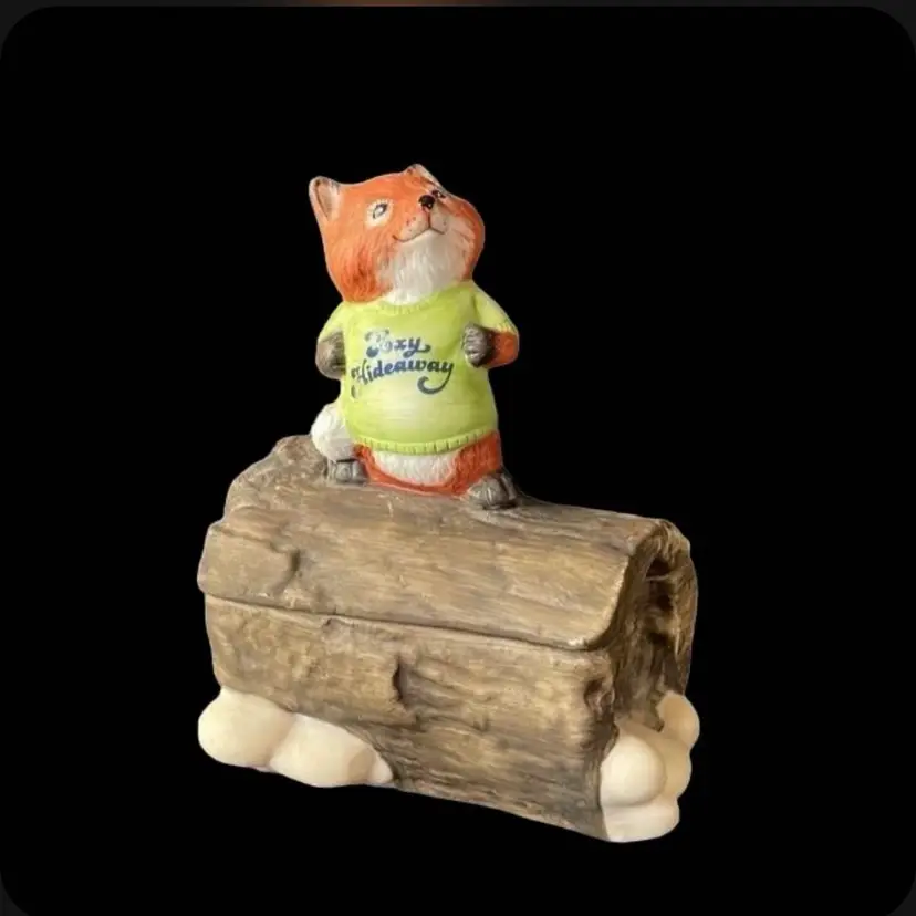 Hallmark Porcelain Shirt Tails Foxy Hideaway Trinket Box Figurine