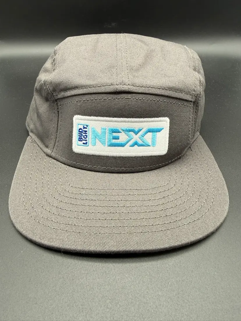 Bud Light Next Hat Cap Strap Back Gray Embroidered 5 Panel Flat Bill Advertising