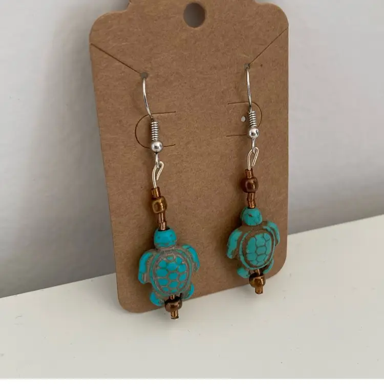 Southwestern Carved Howlite Turtle Earrings