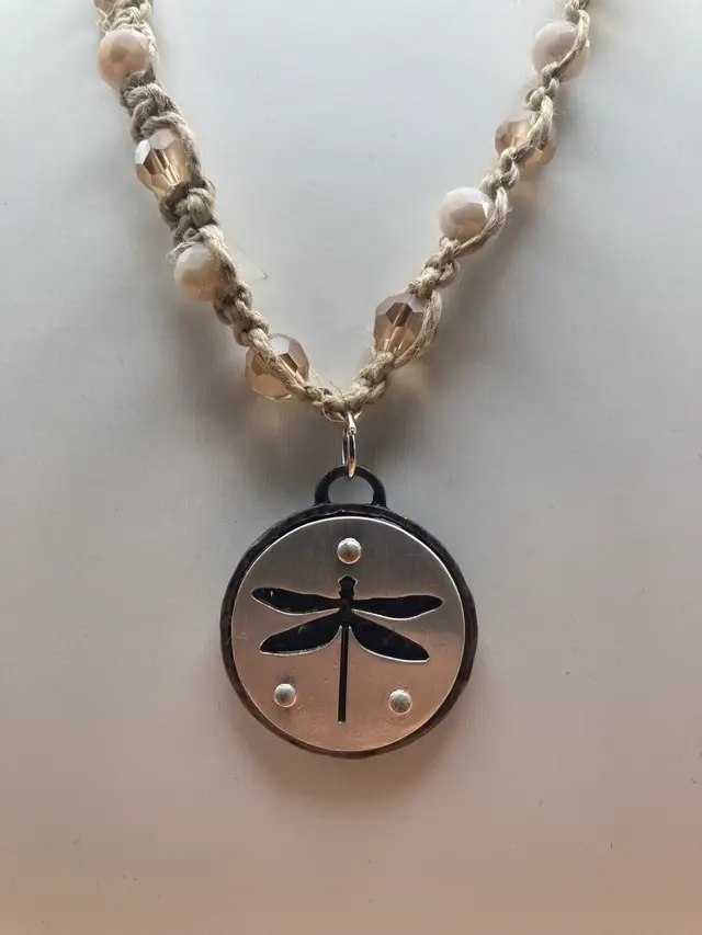 Metal Dragonfly Hemp Necklace