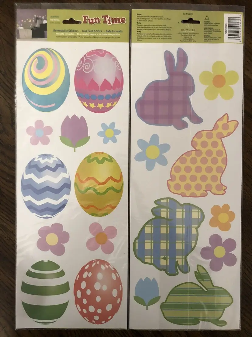 Easter Bunny Egg Flower Peel & Stick Sticker Decal Decor Wall Safe Removable