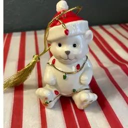 #01 Christmas Ornament Lenox Tangled In Lights 3.5" Bear