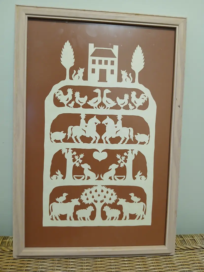 Vintage Folk Art Papercut Silhouette