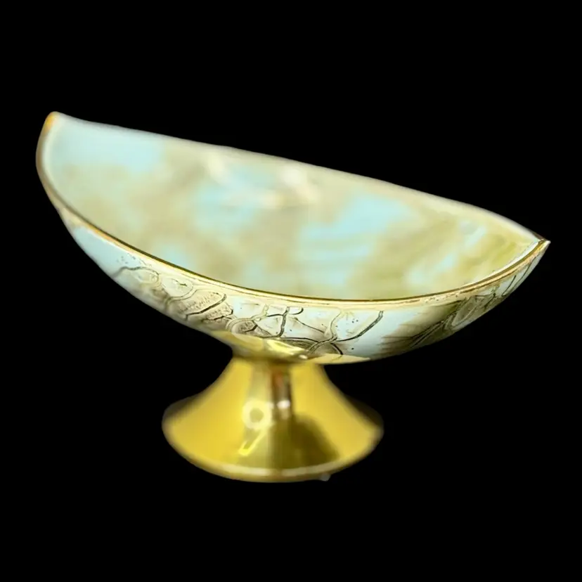 Vintage Handpainted Delftware (Holland) With Brass Accents