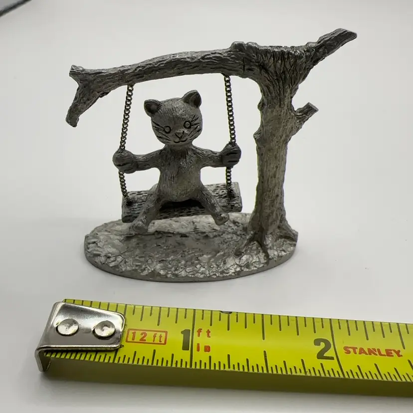 Pewter Kitty On Swing