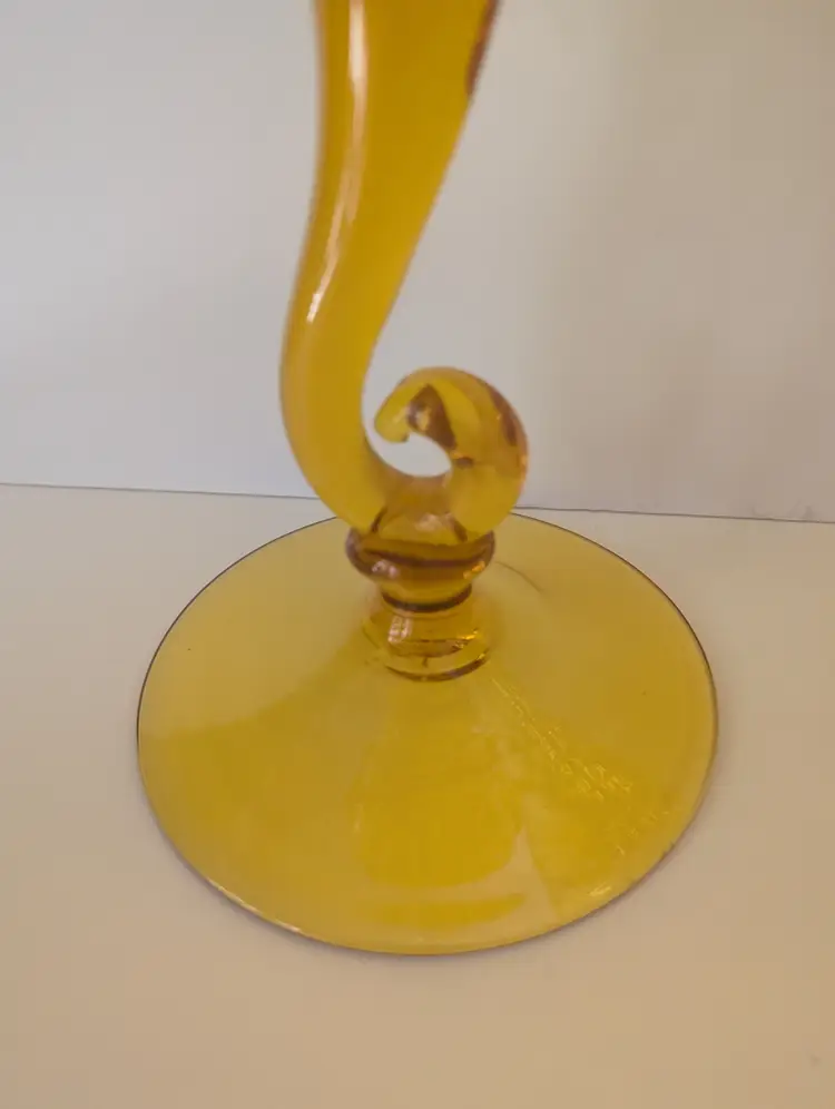 Stunning Pair of LARGE Empoli Stelvia Brandy Snifter Goblets Jonquil Yellow