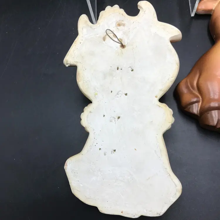 Vintage Miller Studio Chalkware Happy Cow & Bull Daisy Flower Wall Decor 1973