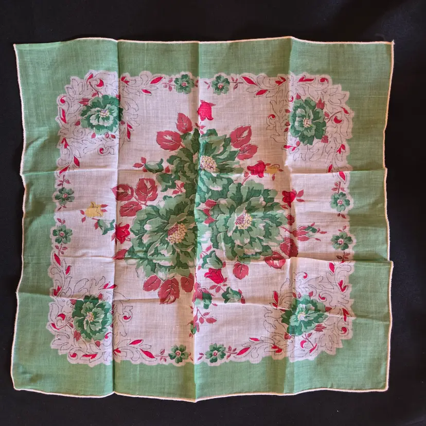 Handkerchief Ladies Multicolored Floral Print 11½" Square Hankie Vintage Unbranded