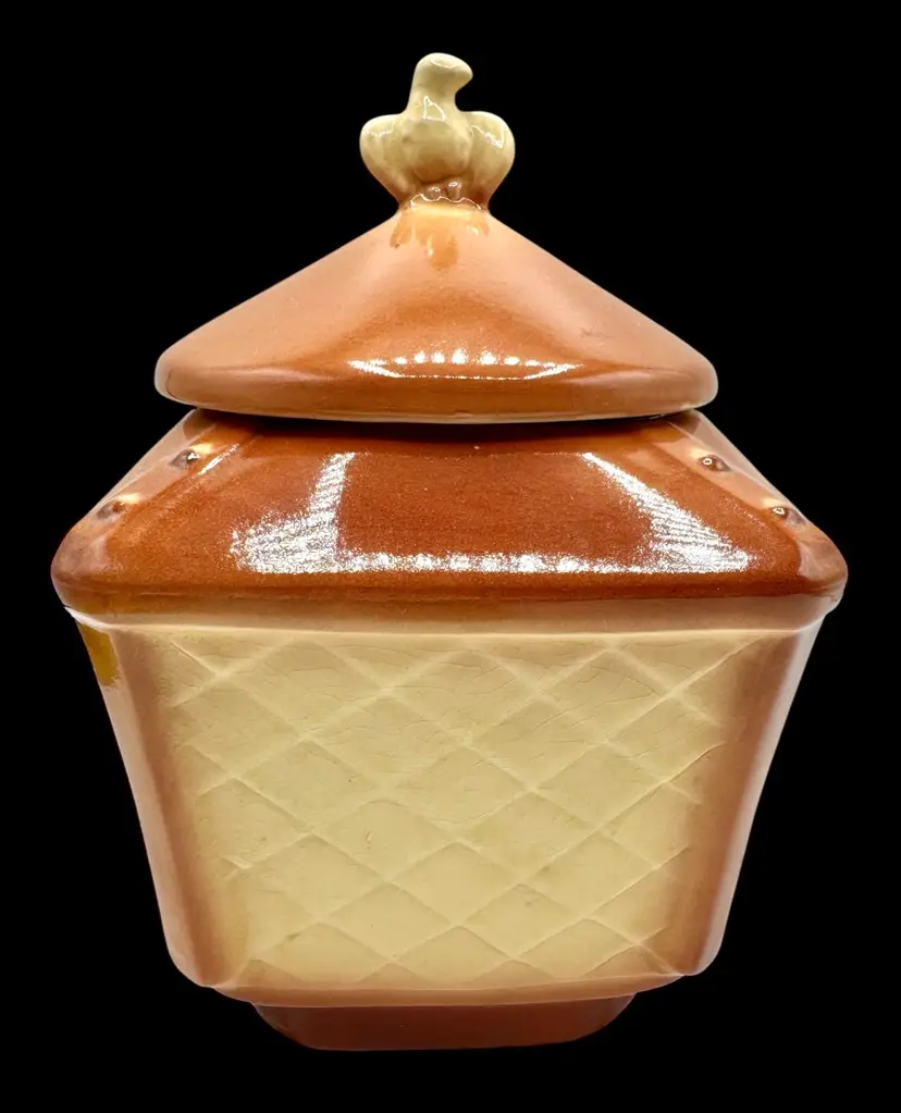 Vintage Brush Pottery USA K1 Lantern Light Cookie Jar Eagle Finial Mid Century