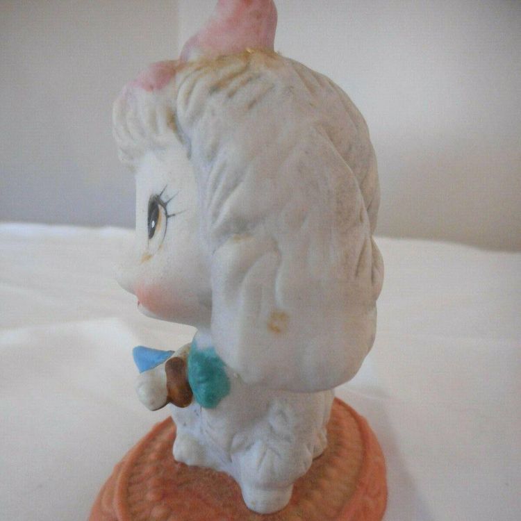 Vintage Homco Porcelain anthropomorphic Poodle Puppy Porcelain Figurine Umbrella