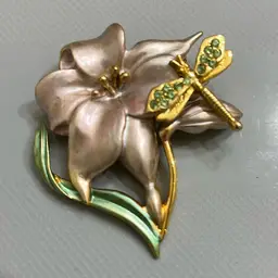Vintage Floral Butterfly Brooch Signed AS