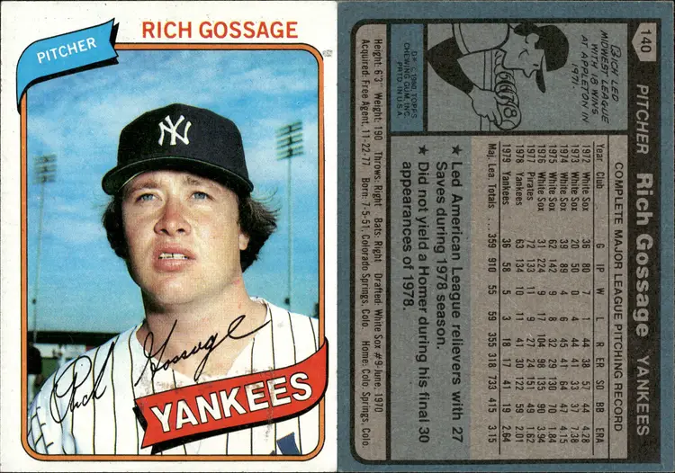 Goose Gossage Vintage Lot of 22 Baseball Cards CC-19