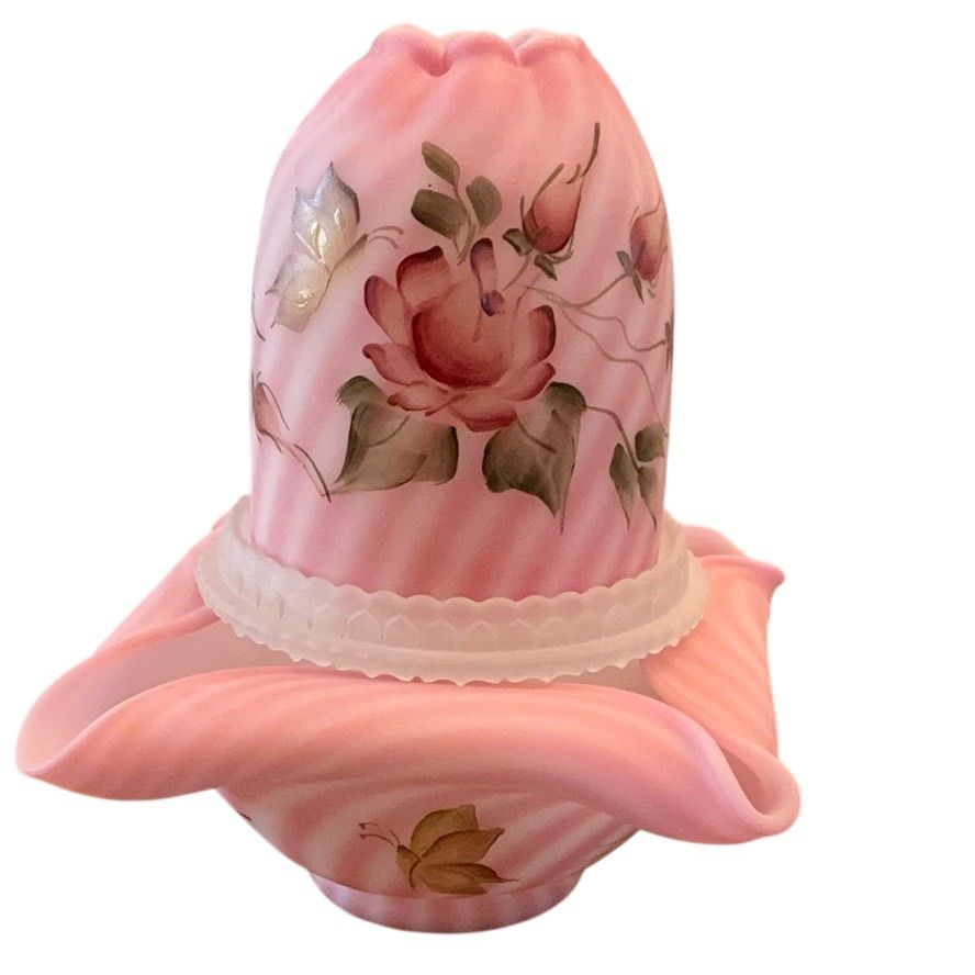 A FENTON 薔薇柄 鹿 お座り鹿 オパールガラス フェントン ミルクガラス Niknax · Fenton 3-piece Rosalene Spiral Optic Fairy Lamp HP By
