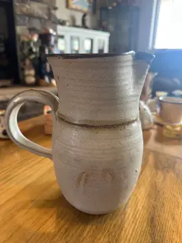 Vintage Pottery Pitcher With Pinched Spout