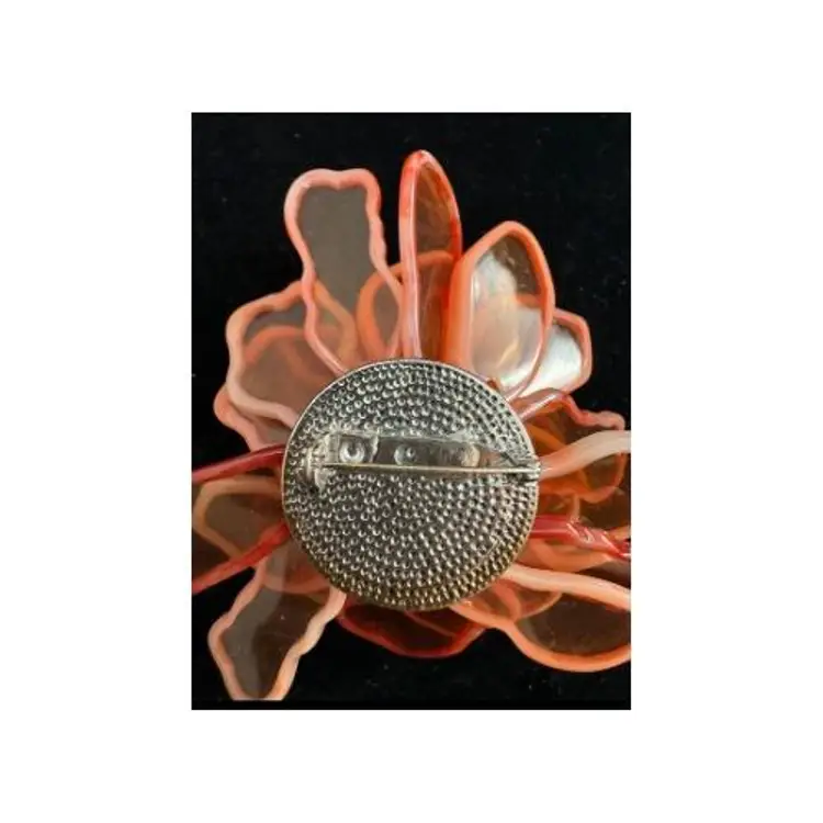 Blooming Orange Flower Pin