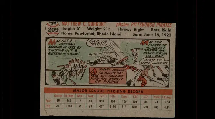 1956 Topps #209 Max Surkont - (pk-tl2) - Pittsburgh Pirates