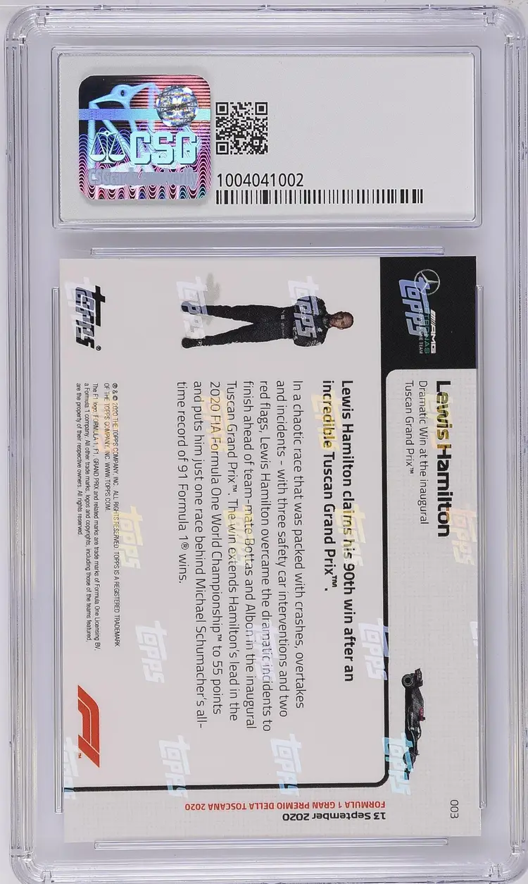 Lewis Hamilton 2020 Topps Now Formula 1 003 CGC Gem Mint 10