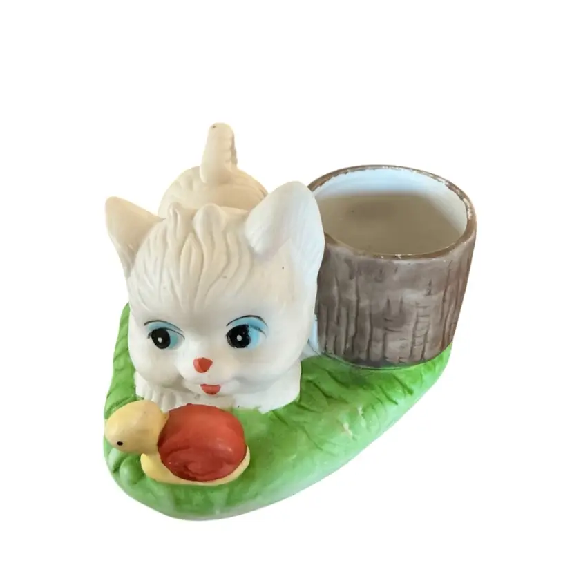 Vintage Porcelain Kitten Votive Candle Holder