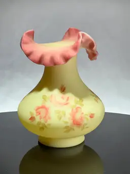 Fenton Custard Ruffle Vase