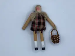 #26 My 1st Show Brooch Wooden Doll With Woven Basket