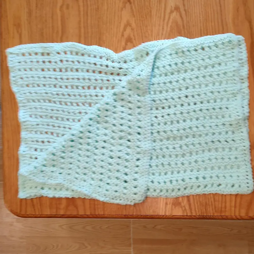 New Hand Knitted Green Baby Blanket