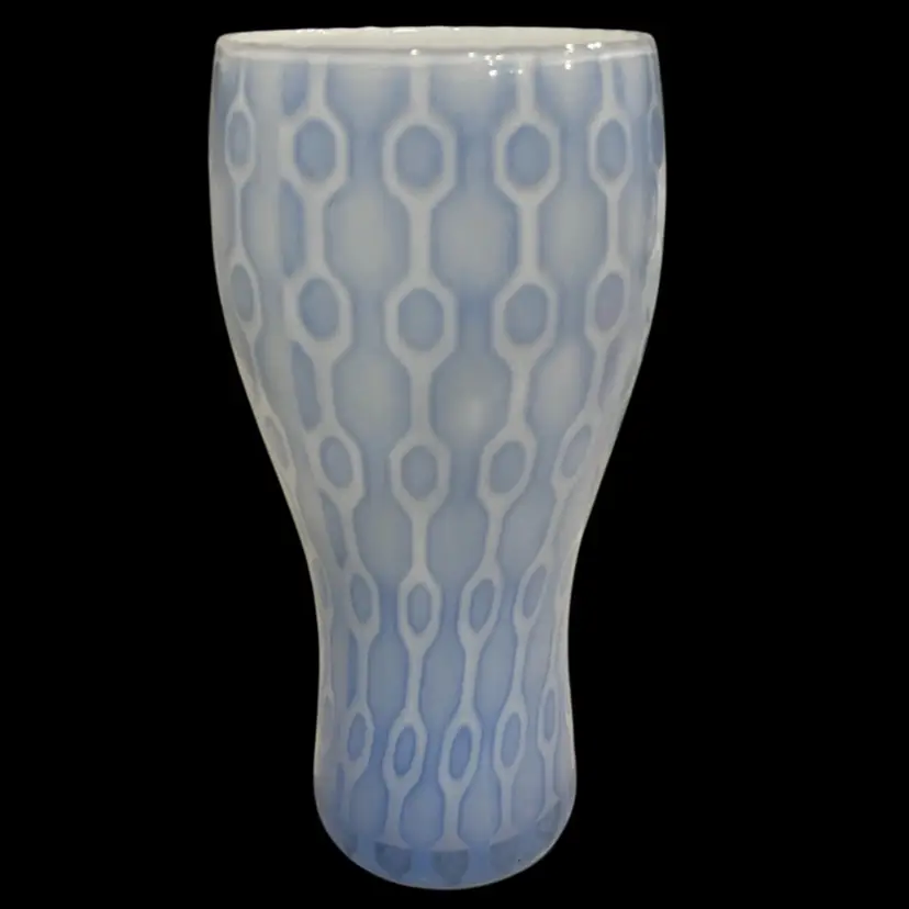Kosta Boda- Blue-white Lolly Vase- 11” Signed- Olle Brozén- Hard to Find- Beautiful Cased Hand Blown Art Glass