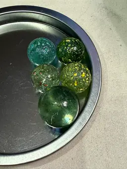 Green Marbles With Speckles Largest Has Flaw