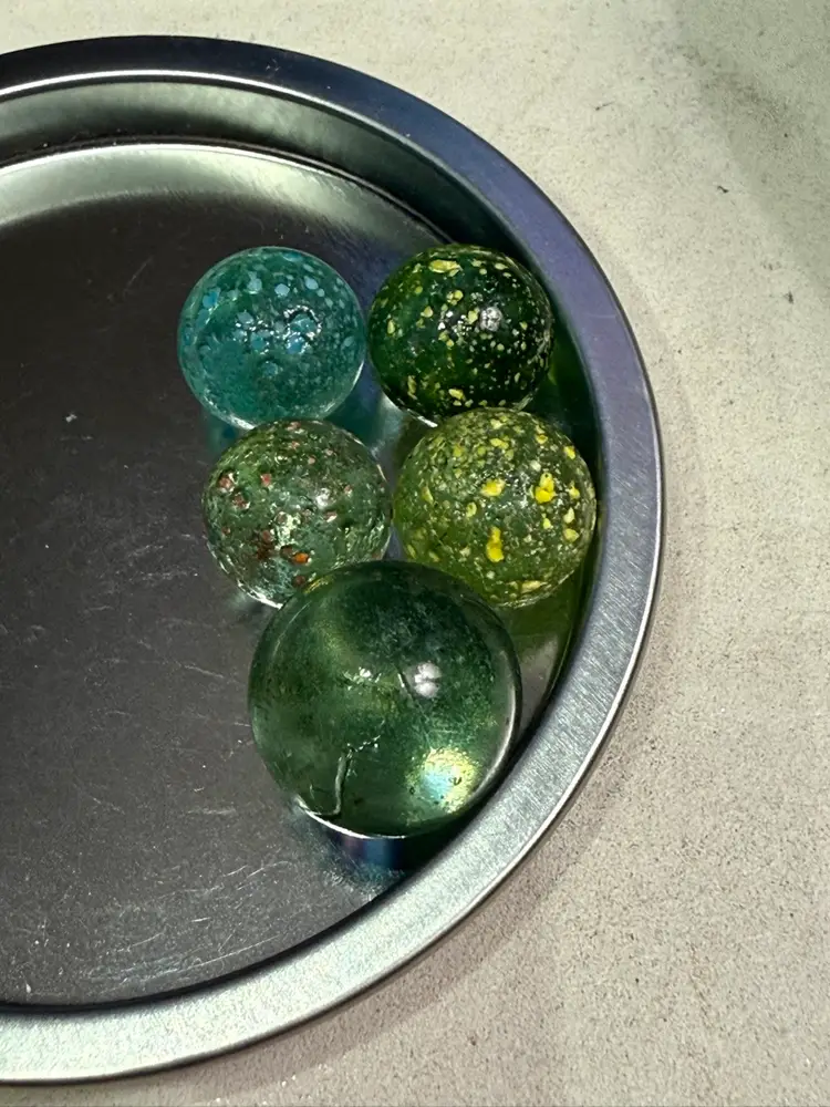 Green Marbles With Speckles Largest Has Flaw