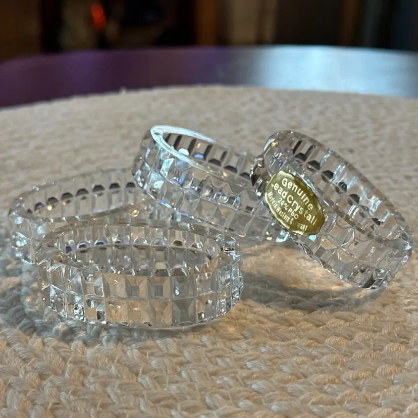 Vintage Lead Crystal Napkin Rings 24%  Lead Set Of 4
