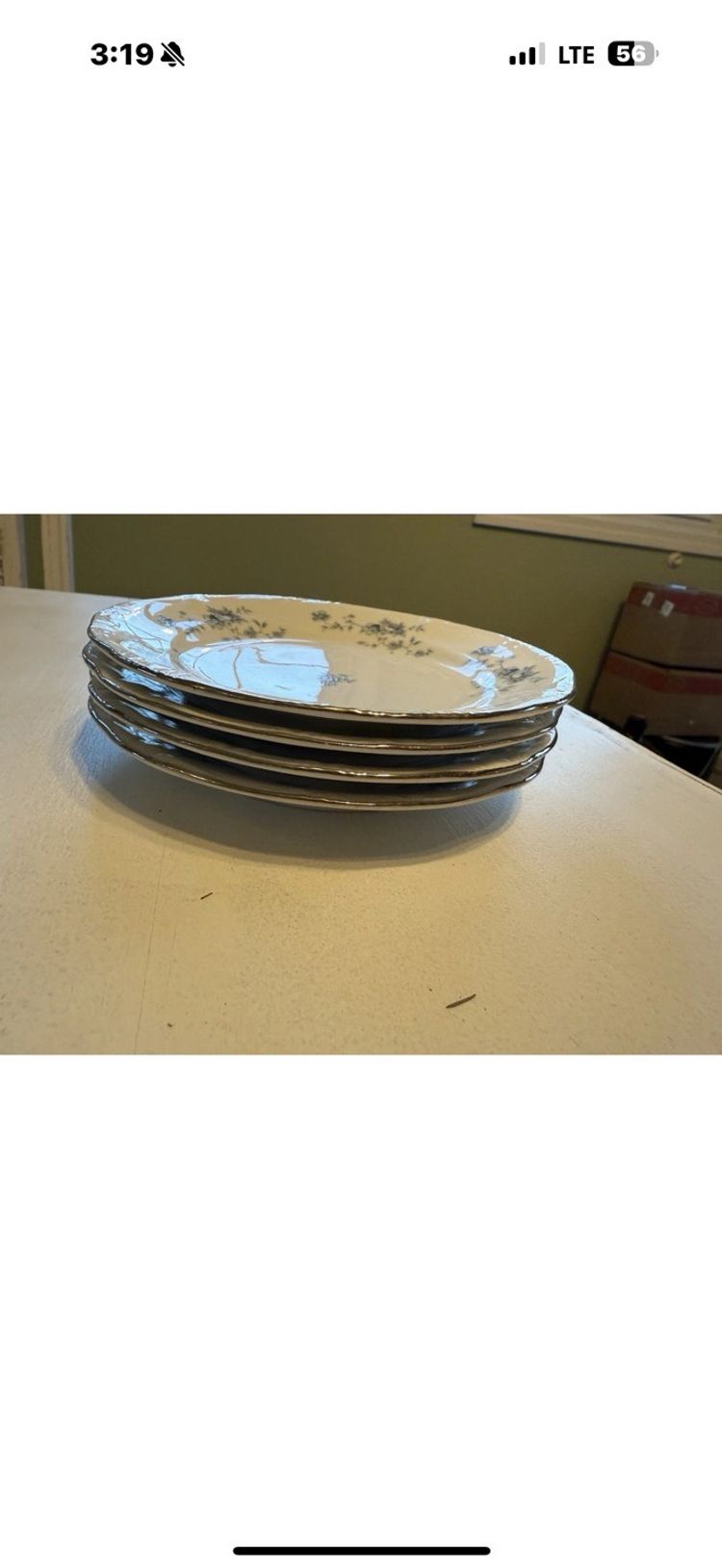 JOHANN HAVILAND Bavaria Germany Blue Garland Set of 4 - 6" Bread & Butter Plates
