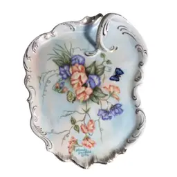 Hand Painted Signed And Dated Dish With Handle 9.5 X 8”