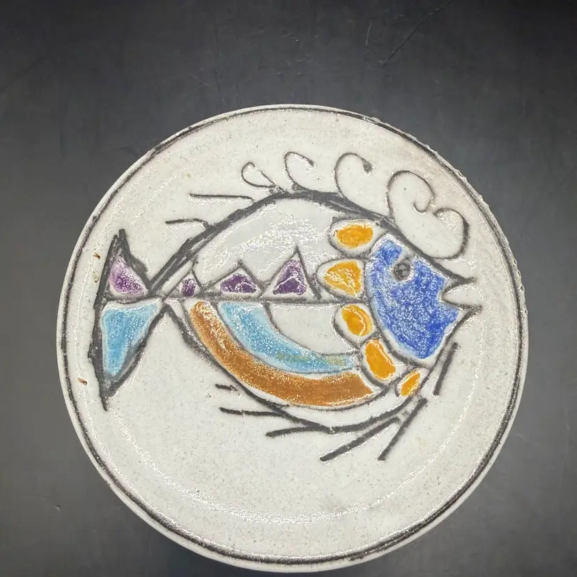 Portuguese Colorful Fish Art Pottery Mini Plate 4.25”