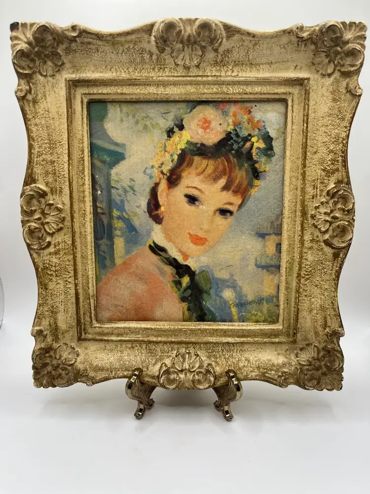 Vintage Framed Lithograph By John Strevens Victorian Woman